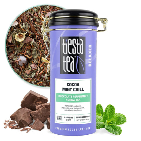 Tiesta Tea - Cocoa Mint Chill Loose Leaf Tea, Chocolate Peppermint Herbal Rooibos Blend, Non-Caffeinated, Brew Hot or Iced, Refillable Tin, Makes ...