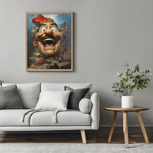 Posterizer 1 pcs-Sinister Mushroom-Filled Mario Head-Abstract & Modern Art-Fantasy & Fiction Art-Gift for gamers-Decor for Game Room or Man Cave- ...