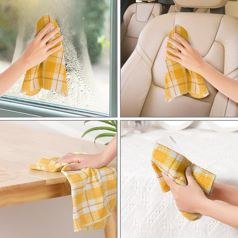 uxcell Kitchen Dish Cloths for Washing Cleaning 14" x 16" Absorbent Dish Rags Drying Dish Towels 6 Pack Orange...