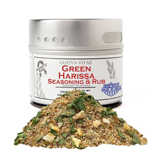 Green Harissa Seasoning & Rub | All Natural | Non GMO | 1.0 oz (28 g) | Gourmet Spice Mix | Small Batch | Artisanal Rub | Seasoning Pack | Magneti...