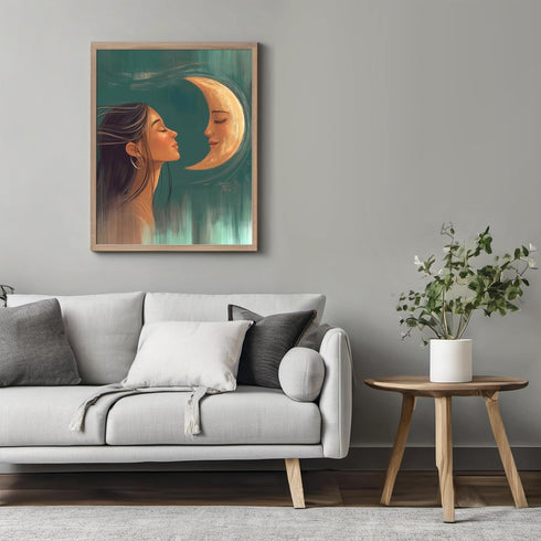Posterizer 1 pcs-ethereal dreamy woman looking at the moon-Fantasy & Fiction Art-Gift for Men Women Teens-Living Room Bedroom Decor- unframed wall...