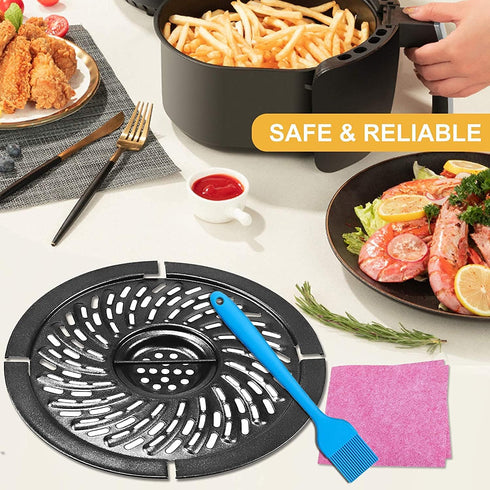 Power Dash Chefman 2QT Round Non-Stick Air Fryer Grill Pan Tray Rack with Rubber Feet, Grill Plate Crisper Plate for Air Fryer Accessories, Dishwa...