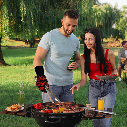 UBeesize Thickened BBQ Gloves (Flame), 1472°F Heat Resistant Grill Gloves, 14 inch Lengthen Fireproof Oven Gloves for Cooking, Non-Slip Fire Glove...