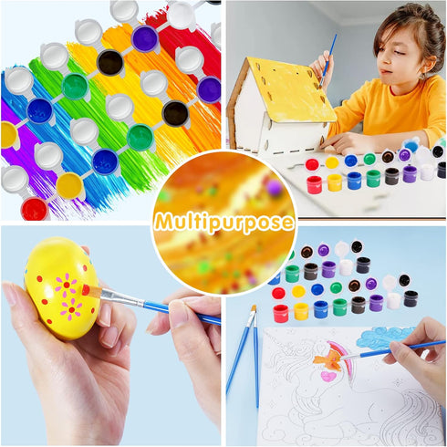 12 PCS Mini Acrylic Paint Set,Washable Filled Paint Sets for Kids & Adults,Mini Paint Set with 8 Vivid Colors & Paint Brushes,Kids Paint Bulk Set ...