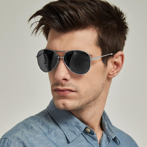 BOTPOV Aviator Sunglasses for Men Women Polarized UV400 Protection Mirrored Lens Metal Frame with Spring Hinges…...