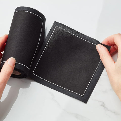 Cotton Cocktail Napkin - 4.3 x 4.3 in - 50 units per roll - Black...