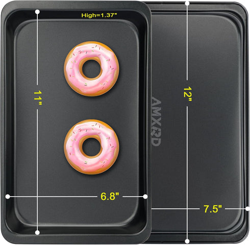 Cookie Sheet Pans, 2 Piece Nonstick Carbon Steel Baking Sheet Pans, 12 x 7.5 Inch...