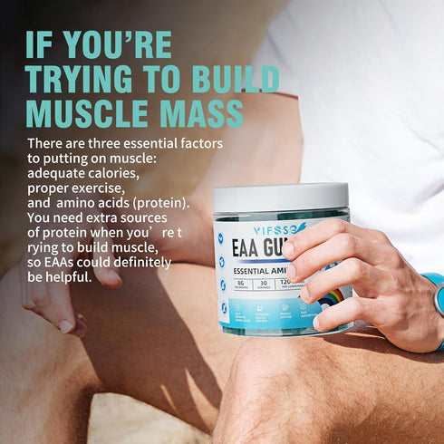EAA Gummies 120 Gummies (Blue Raspberry), 8000 mg Essential Amino Acids - All 9 Essential Aminos (EAA) and all Branched-Chain Aminos (BCAAs), Non-...