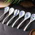 HANSGO 6PCS Asian Ceramic Soup Spoons, 6.5 Inch Chinese Soup Spoons Long Handle Noodle Soup Spoons for Ramen Wonton Dumpling...