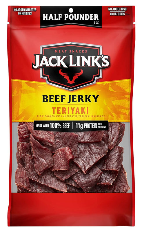 Jack Link's Beef Jerky, Teriyaki, Half Pounder Large Jerky Bag - Flavorful Meat Snack, Ready to Eat Protein Snacks with 11g of Protein per Serving...