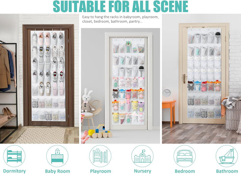 Tiblue Over The Door Shoe Organizer 35 Mesh Pockets Hanging Shoe Organizer Shoe Rack For Door Closet Entryway Bedroom Pantry Organizer - Shoe Hold...