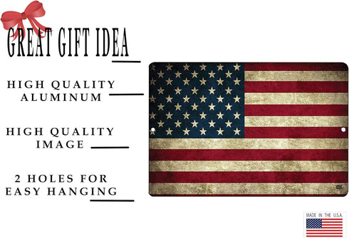 Rogue River Tactical USA American Flag Metal Tin Sign, 12x8 Inch, Wall Decor Man Cave Bar US United States Rustic...