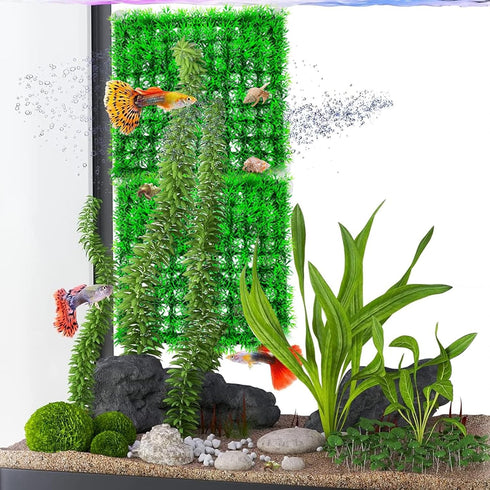 2PCS Hermit Crab Climbing Toys, 10 x 10 Inch Square Plastic Aquarium Grass Mat Decoration with 8 Suction Cups Hermit Crab Plants Lawn Supplies Her...
