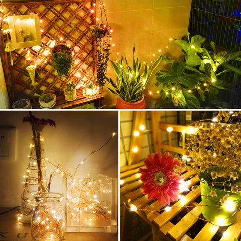 Moobibear LED Decorative Fairy String Lights 66ft 200 LEDs Dimmable Outdoor/Indoor Starry String Lights, Warm White Copper Lights with Remote Cont...