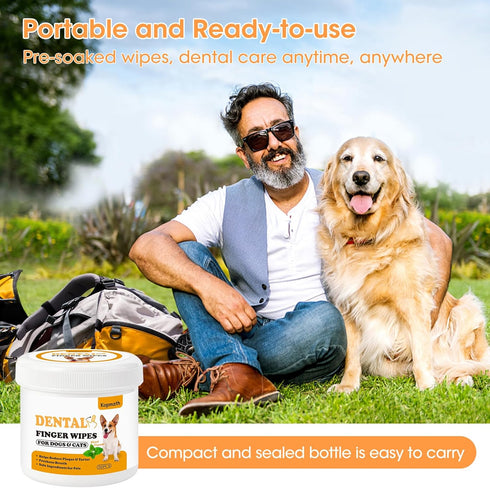 Dog Teeth Cleaning Wipes, Wider Dog Dental Wipes for Teeth, Reduce Plaque & Tartar, Freshen Breath,Safe& Natural Pet Dental Finger Wipes for Dogs ...