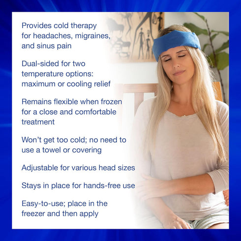 Thera-Med Cooling Headache Relief Band - Fabric Lined Ice Pack for Headache Relief and Migraine Relief - Works On Tension Headaches, Sinus Headach...