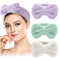 Spa Headband – 3 Pack Bow Hair Bands Women Facial Makeup Headbands Soft Coral Fleece Elastic Head Wraps for Bathing Shower Skincare Washing Face (...