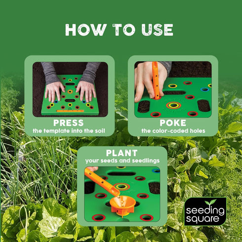 Seeding Square - Seed Spacer Tool for Maximum Harvest, Organized Plants & Less Weeds - Square Foot Garden includes Color Coded Templates, Magnetic...