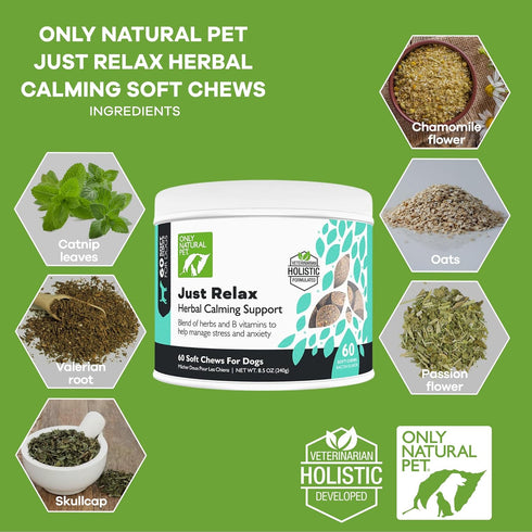 Only Natural Pet - Just Relax Herbal Calming Soft Chews for Dogs | Natural Anxiety Relief Treats, Premium Dog Relaxation Aid, Stress and Anxiety R...