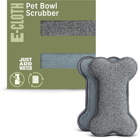E-Cloth Pet Bowl Scrubber - Bone-Shaped Pet Bowl Cleaning Scrubber, Reusable, 100 Wash Guarantee - 2 Pack...