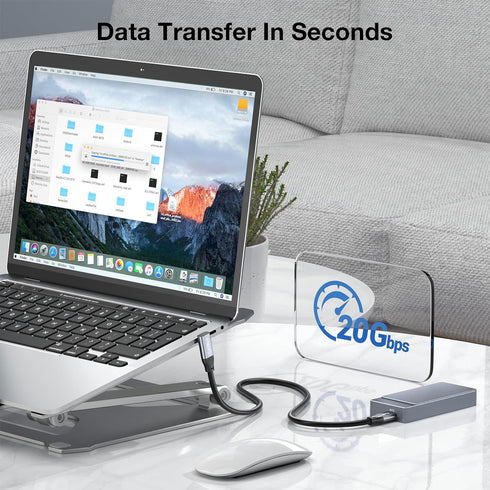 USB C to USB C Cable Right Angle Supports PD 100W Fast Charging, 20Gbps Data Transfer, 4K@60Hz Video, 90 Degree USB Type C 3.2 Cable for Thunderbo...