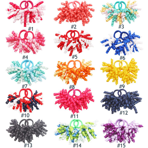 30PCS Baby Girl Bows Hair Ties Colorful Curly Korker Bow Elastic Rubber Bands Grosgrain Ribbon Hair Bows Ponytail Holders Hair Accessories for Gir...