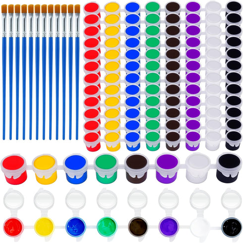 12 PCS Mini Acrylic Paint Set,Washable Filled Paint Sets for Kids & Adults,Mini Paint Set with 8 Vivid Colors & Paint Brushes,Kids Paint Bulk Set ...