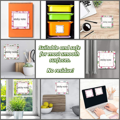 9 Pieces Summer Flamingos Sticky Notes 3x3 Inch Adhesive Summer Flamingos Memo Notes Self-Stick Note Pads for School Office Home Supplies Students...