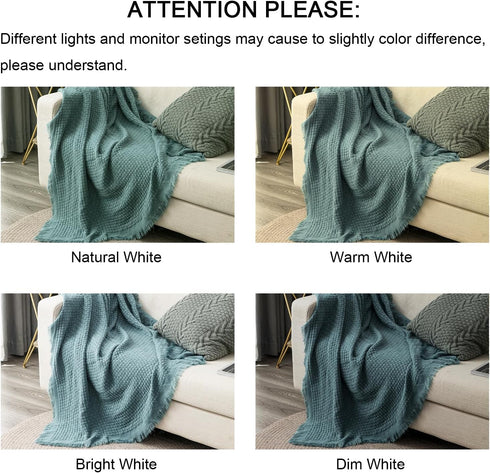 lifein Fall Throw Blanket for Couch-Soft Boho Bed Throw Blanketss,Cozy Knitted Teal Waffle Throw,Small Farmhouse Lightweight Blanket&Throws for Au...