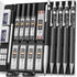 Nicpro Black Art Mechanical Pencil Set in Case, Metal Drafting Pencils 0.3, 0.5, 0.7, 0.9 & 2mm Graphite Lead Holders (2H HB 2B 4B Colored Lead) f...