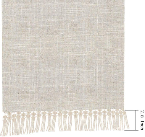 Grelucgo Solid Natural Color Lined Fringe Table Runner or Dresser Scarf (Natural, 14 x 48 inches)...