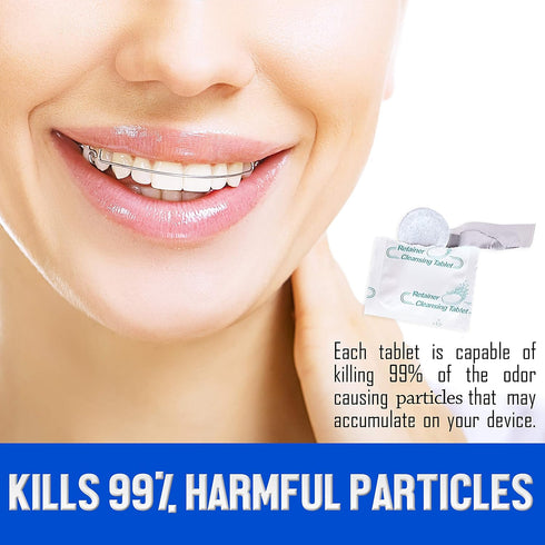 Retainer and Denture Cleaner 150 Tablets, 5 Month Supply Cleaning Tablets Denture Cleaners Remove Bad Odors, Plaque, Stains From Night Guards, Mou...