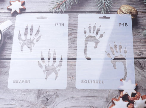 Sowaka 20 Pcs Animal Footprint Stencils Plastic Reusable Painting Templates for Painting on Wood Walls Art Craft Scrapbooking Journal Drawing Home...