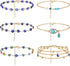 FIBO STEEL 6Pcs 14K Gold Plated Anklet Bracelets for Women Dainty Layered Evil Eye Anklet Beach Jewelry Gifts...