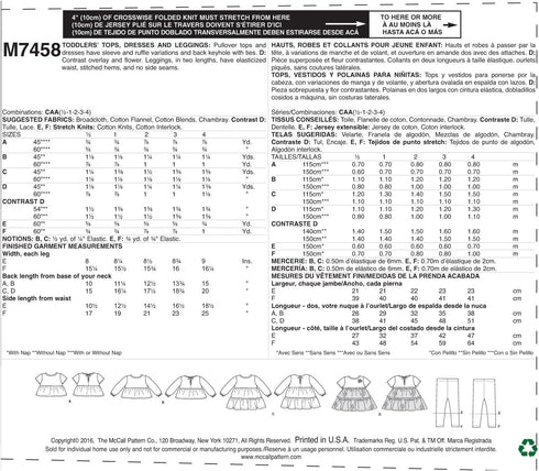 McCall's Patterns Toddlers' Gathered, Dresses and Leggings Tops...