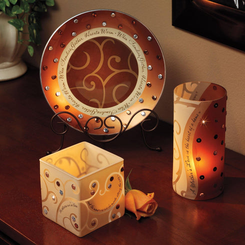 Pavilion Gift Company A Mother's Love-6" Glass Cylinder Candle Holder, Brown, Beige...