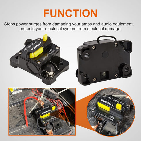 250 Amp Circuit Breaker with Manual Reset for Car Marine Trolling Motors Boat ATV Manual Power Protect for Audio System Fuse, 12V-48V DC (250A)...
