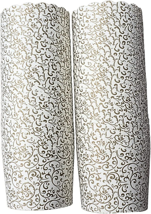 50-Pack Paper Baking Cups, Greaseproof Disposable Cupcake Muffin Liners (Large, Gold Scroll)...