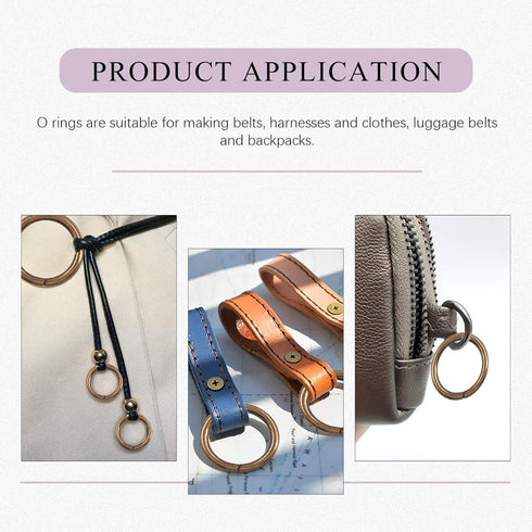 Swpeet 60Pcs Heavy Duty 3/5 Inch - 16mm Bronze Multi-Purpose Metal O Ring Metal Rings for Hardware Bags Ring Hand DIY Accessories Keychains Belts ...
