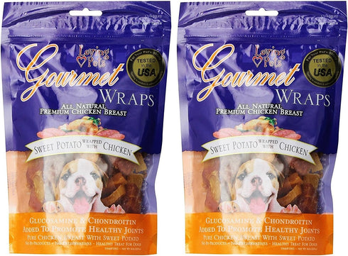 Loving Pets Gourmet Sweet Potato & Chicken Wraps Dog Treats with Glucosamine and Chondroitin, 2 Count...