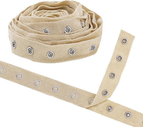 Mandala Crafts Metal Snap Tape for Sewing by Yard Snap Buttons for Clothes - Sew on Snaps Strips Fastener Tim for Clothing - 3 Yds Cotton Cream Sn...