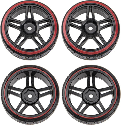 Hard Plastic Wheel Rims & Plastic Tires 12mm Hex Compatible with Traxxas HSP Tamiya Kyosho Himoto 1/10 RC Drift Car (Style 2)...