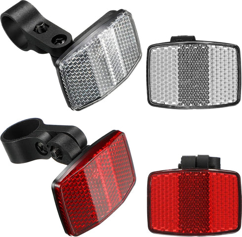 HESTYA 4 Pieces Bike Front and Rear Reflectors for Handlebar and Seatpost Bicycle Reflectors Kit Bike Safety Warning Reflectors, Red and White...