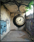 Posterizer-surreal street art scene-melting classic clock -1-Abstract & Modern Art Gift for Street Art, Mural Fans Living Room Bedroom Decor- unfr...