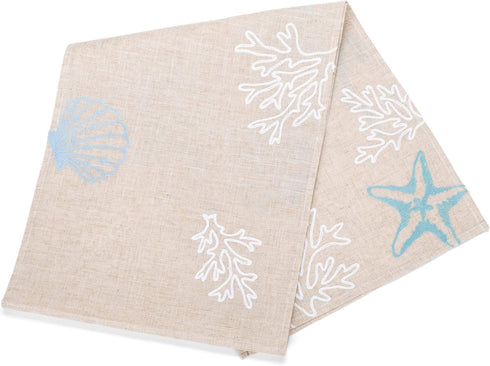 DII Design Imports Seashore Embroidered Table Runner...