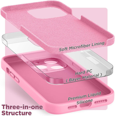 SURPHY Designed for iPhone 14 Pro Max Case with Screen Protector, (with Camera Protection + Soft Microfiber Lining) Liquid Silicone Phone Case (Pi...