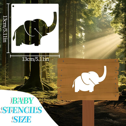 22 Pieces Baby Shower Stencils for Painting Cute Small Onesie Stencils Mixed Animal Stencils Baby Theme Painting Templates for Painting on Fabric ...