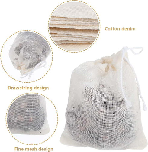 20PCs Cotton Muslin Bags with Drawstring, 3x4 Inches Reusable Sachet Bags, Spice Bags for Cooking Soup, Natural Unbleached Tea Bags for Loose Tea,...