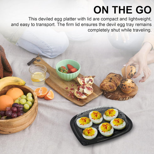 MT Products Clear Deviled Egg Containers Holds 6 Eggs 6.5" x 5.63" x 1.19" - Durable Egg Platter Tray (Pack of 12) - Made in the USA...