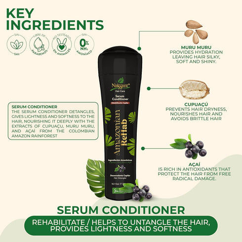 naissant Amazonian Rehab Hair Care Serum Conditioner | Enriched with Muru Muru, Cupuaçu, and Açaí | Nourishing Conditioner for Lightweight, Soft, ...